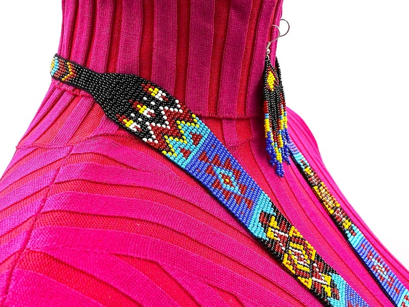BeadsCorner Native Tribal Style Long Statement Beaded Necklace for Women Handmade - Image 4